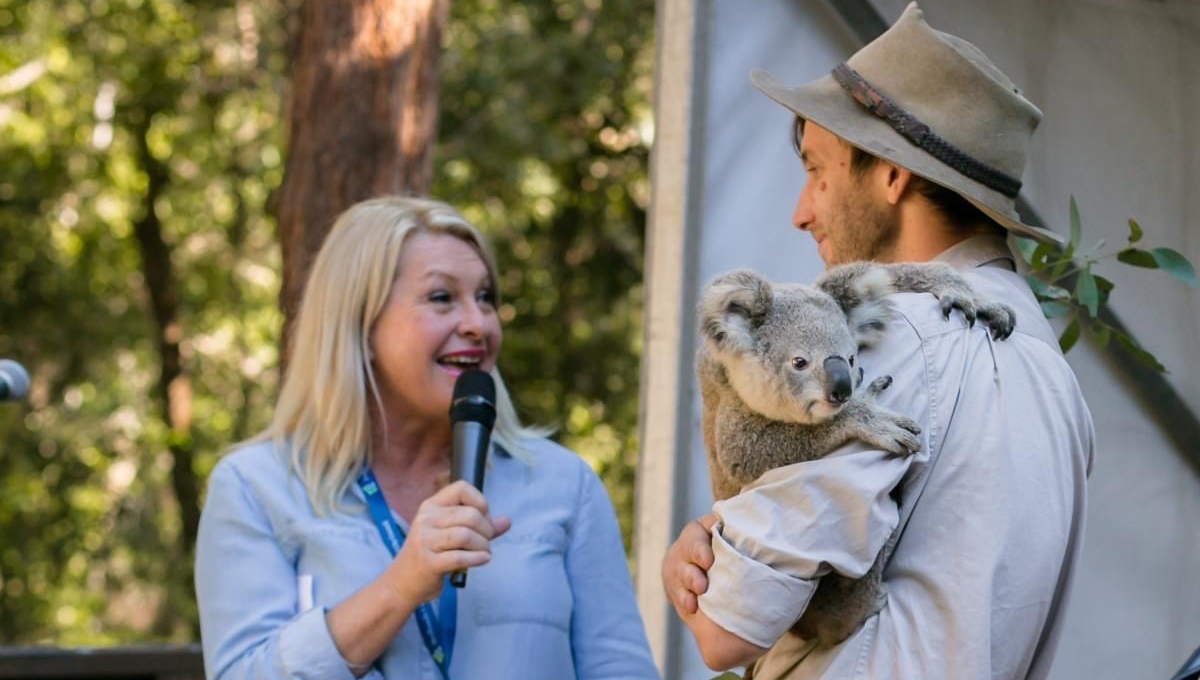 Photo of wildlife ranger and host with koala